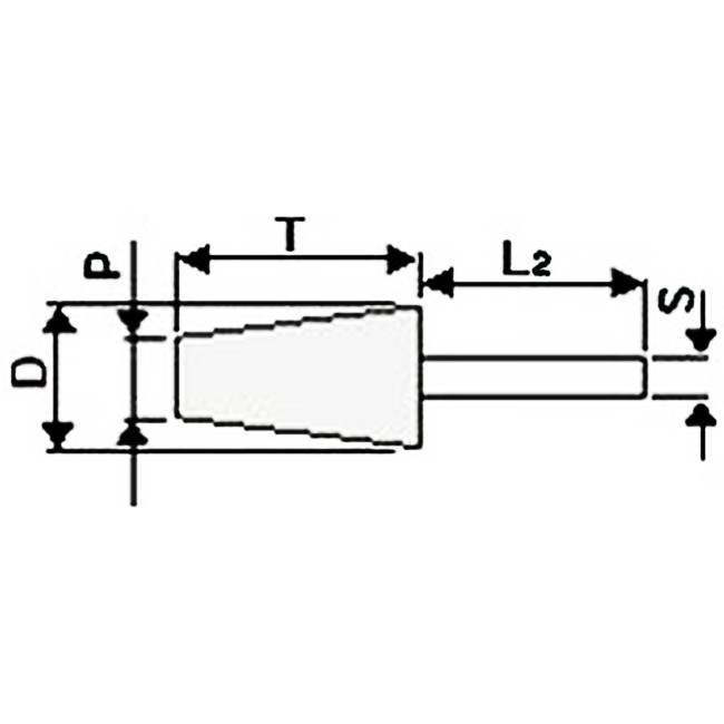 Brousící / Brusné tělísko kuželové se stopkou 6 / 3 x 10 - 3 mm