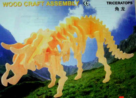 Prostorová 3D dřevěná skládačka - Triceratops A5x2
