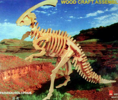 Prostorová 3D dřevěná skládačka - Parasaurolophus A5x2