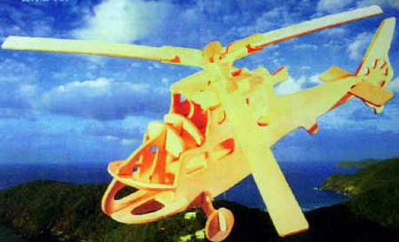 Prostorová 3D dřevěná skládačka - Helikoptéra A5x2