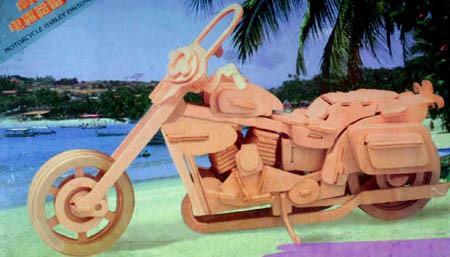 Prostorová 3D dřevěná skládačka - Motorka Harley Davidson II A4x2