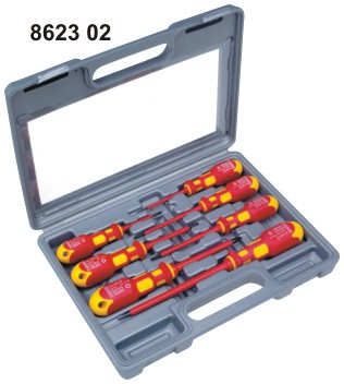 8623 01 - Sada šroubováků elektrotech. Super 2000 v plast. kufru