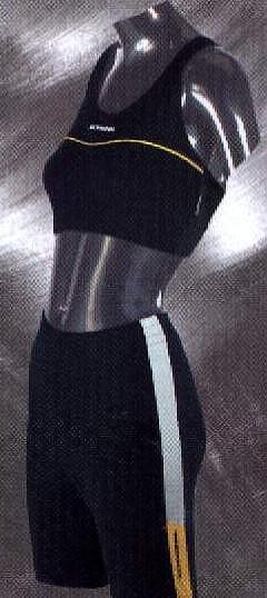 dámské krátké kalhoty černé s žluto-modrým pruhem