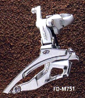 XT přesmykač s objímkou 28.6mm, spodní tah, top gear 44/46/48 z.